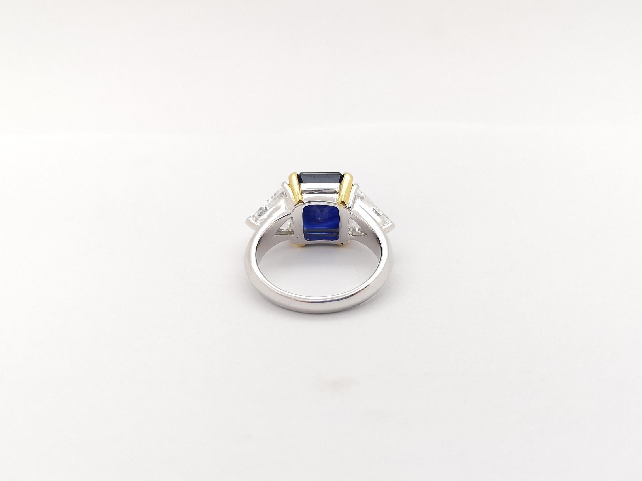 Blue Sapphire with Diamond Ring set in 18K White Gold Settings For Sale 6