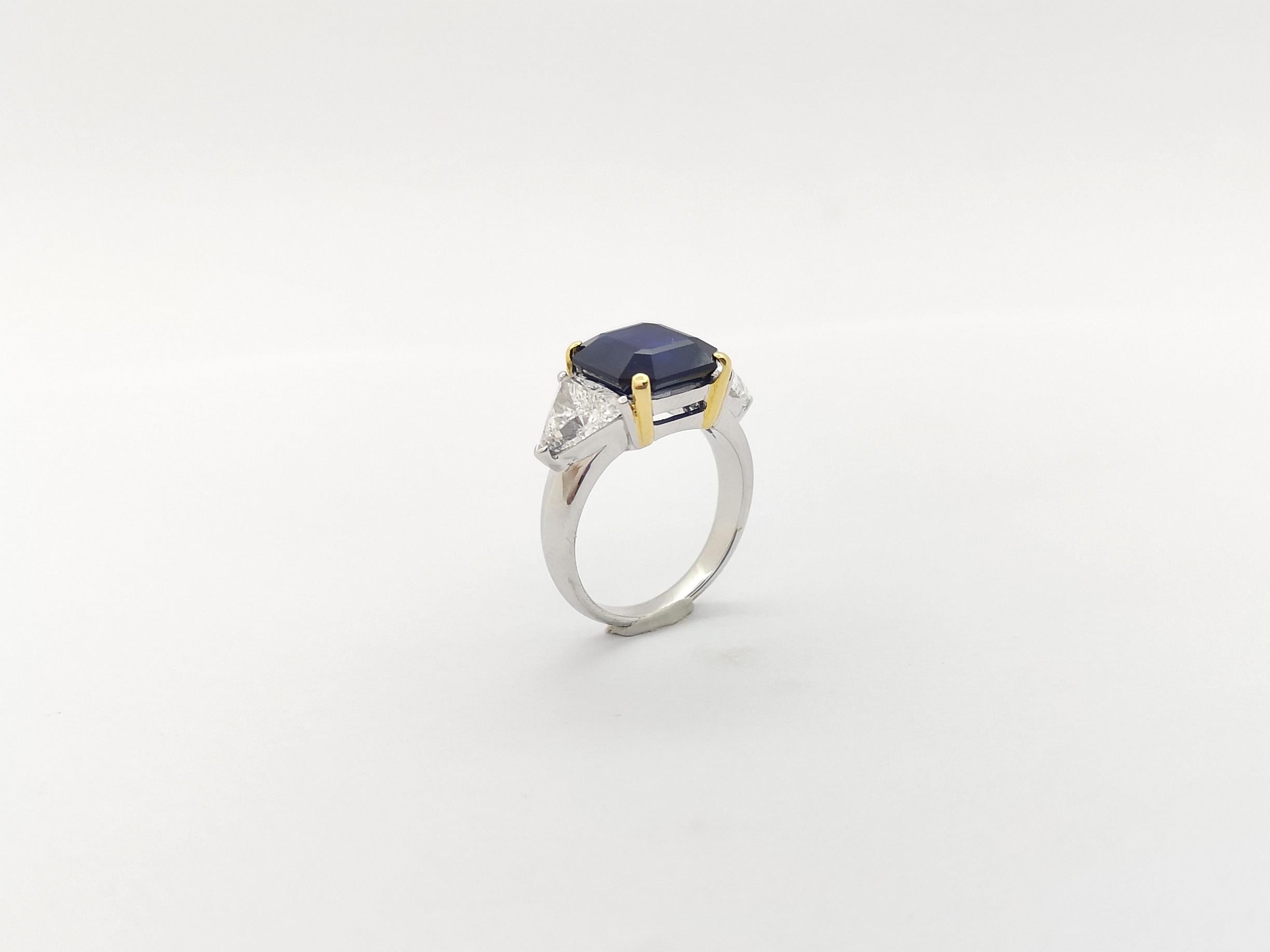 Blue Sapphire with Diamond Ring set in 18K White Gold Settings For Sale 11