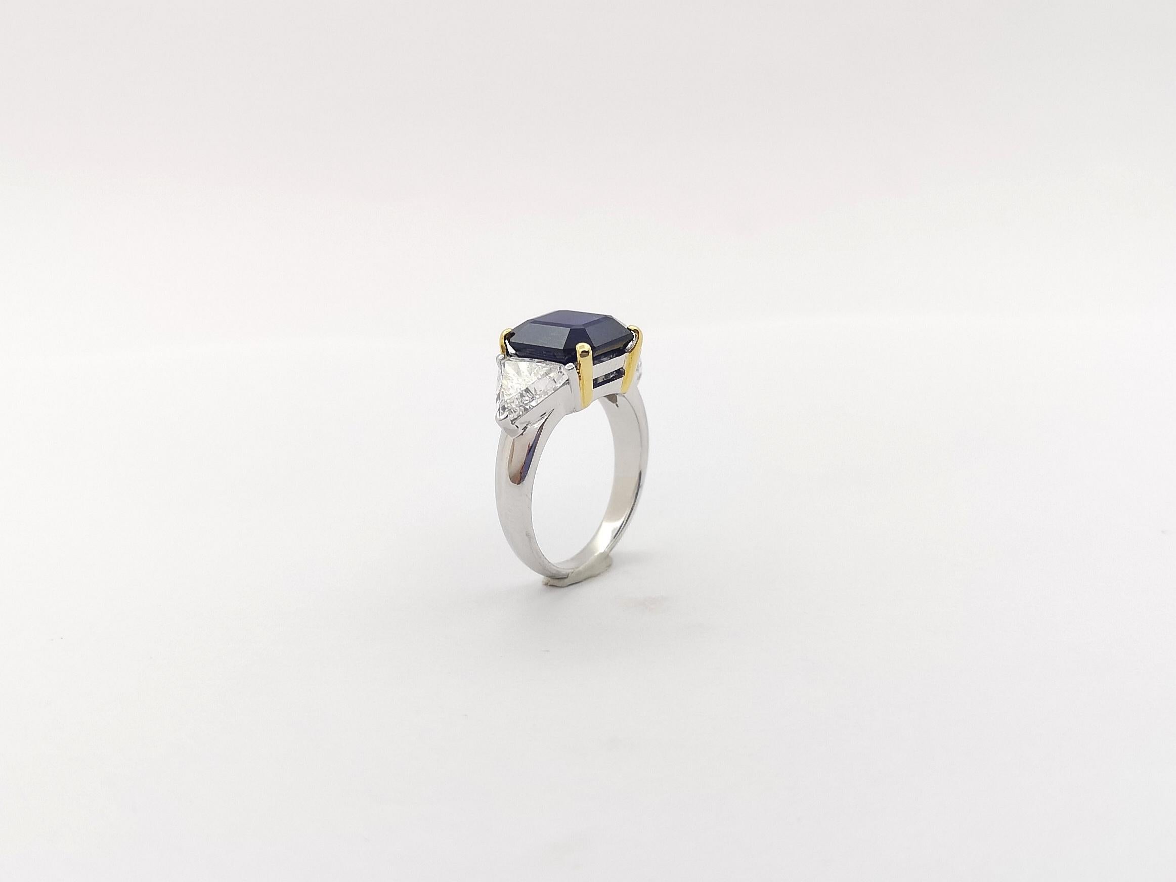 Blue Sapphire with Diamond Ring set in 18K White Gold Settings For Sale 13