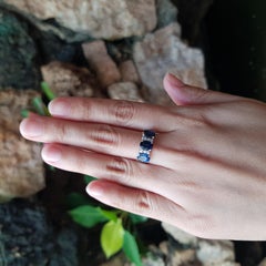 Blue Sapphire with Diamond Ring set in 18K White Gold Settings