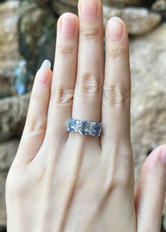 Blue Sapphire with Diamond Ring set in 18K White Gold Settings