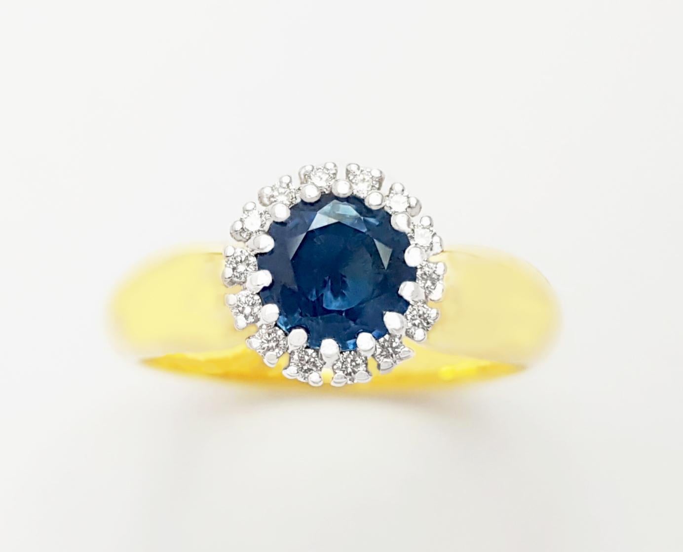 Bague en or blanc/jaune 18K sertie de saphirs bleus et de diamants en vente 2
