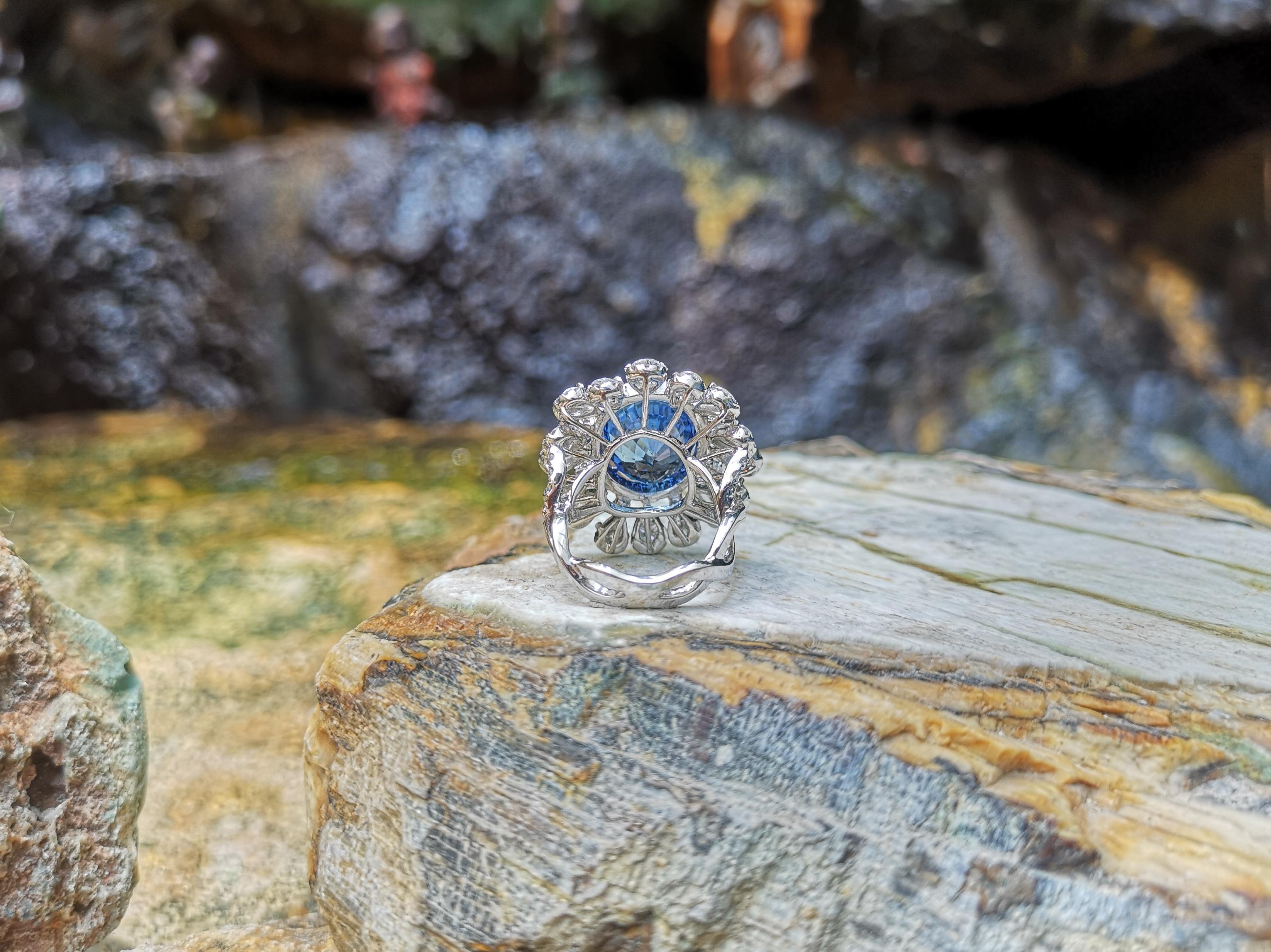 Blauer Saphir  Diamantring mit Diamant in Platin 950 Fassungen gefasst im Angebot 5