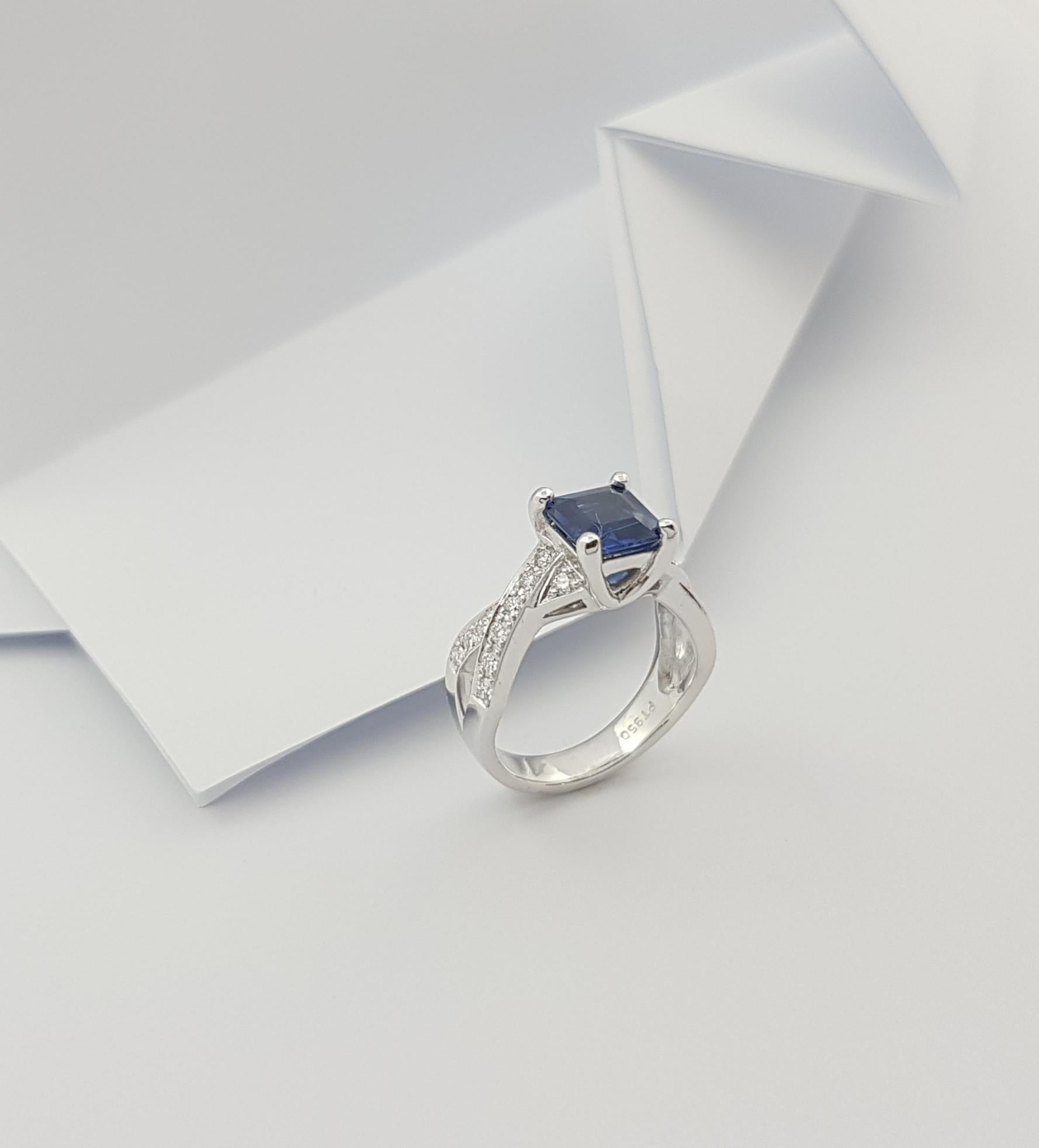 Certified Burmese Blue Sapphire with Diamond Ring Set in Platinum 950  For Sale 3