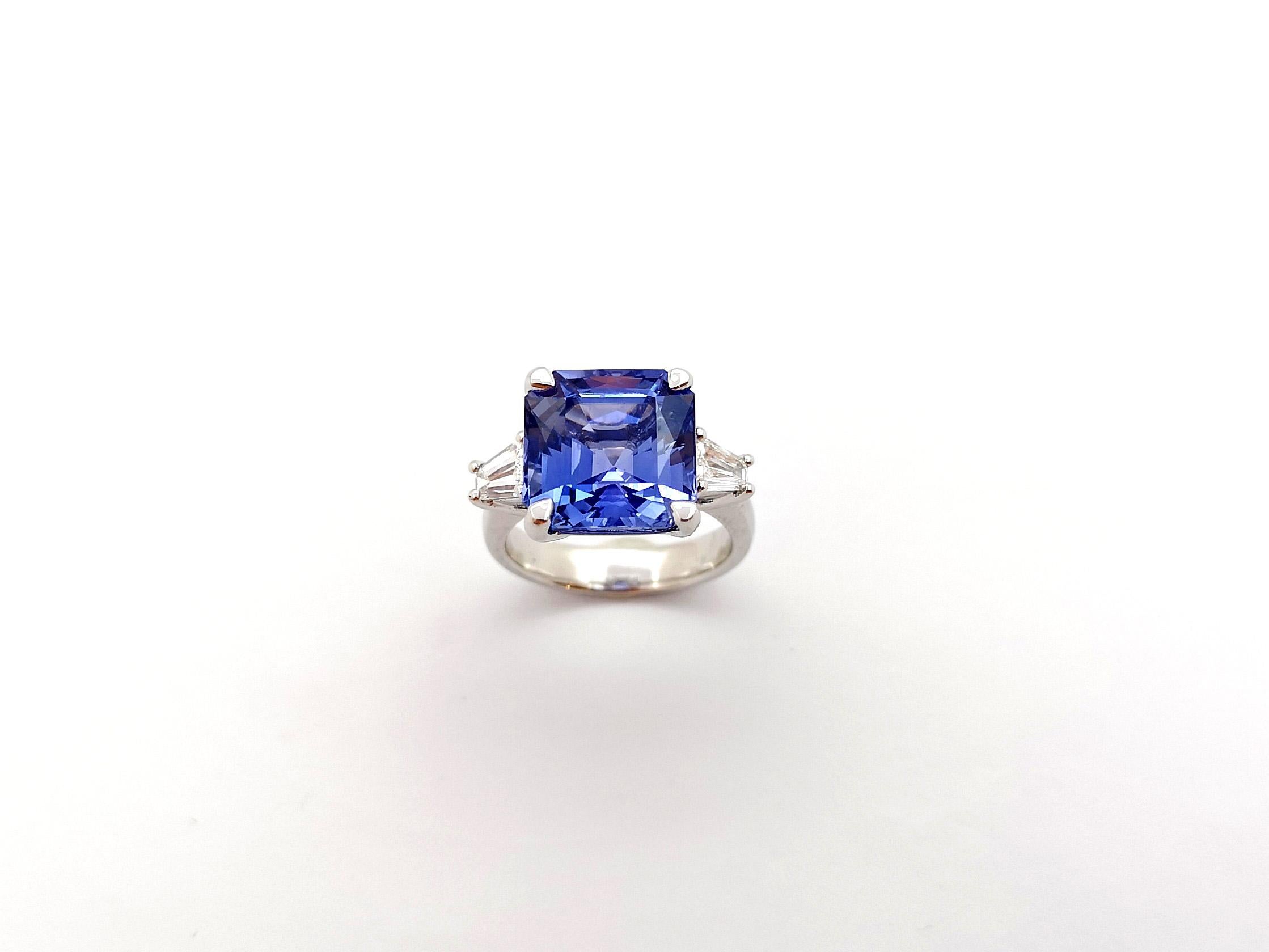 Blue Sapphire with Diamond Ring set in Platinum 950 Settings For Sale 5