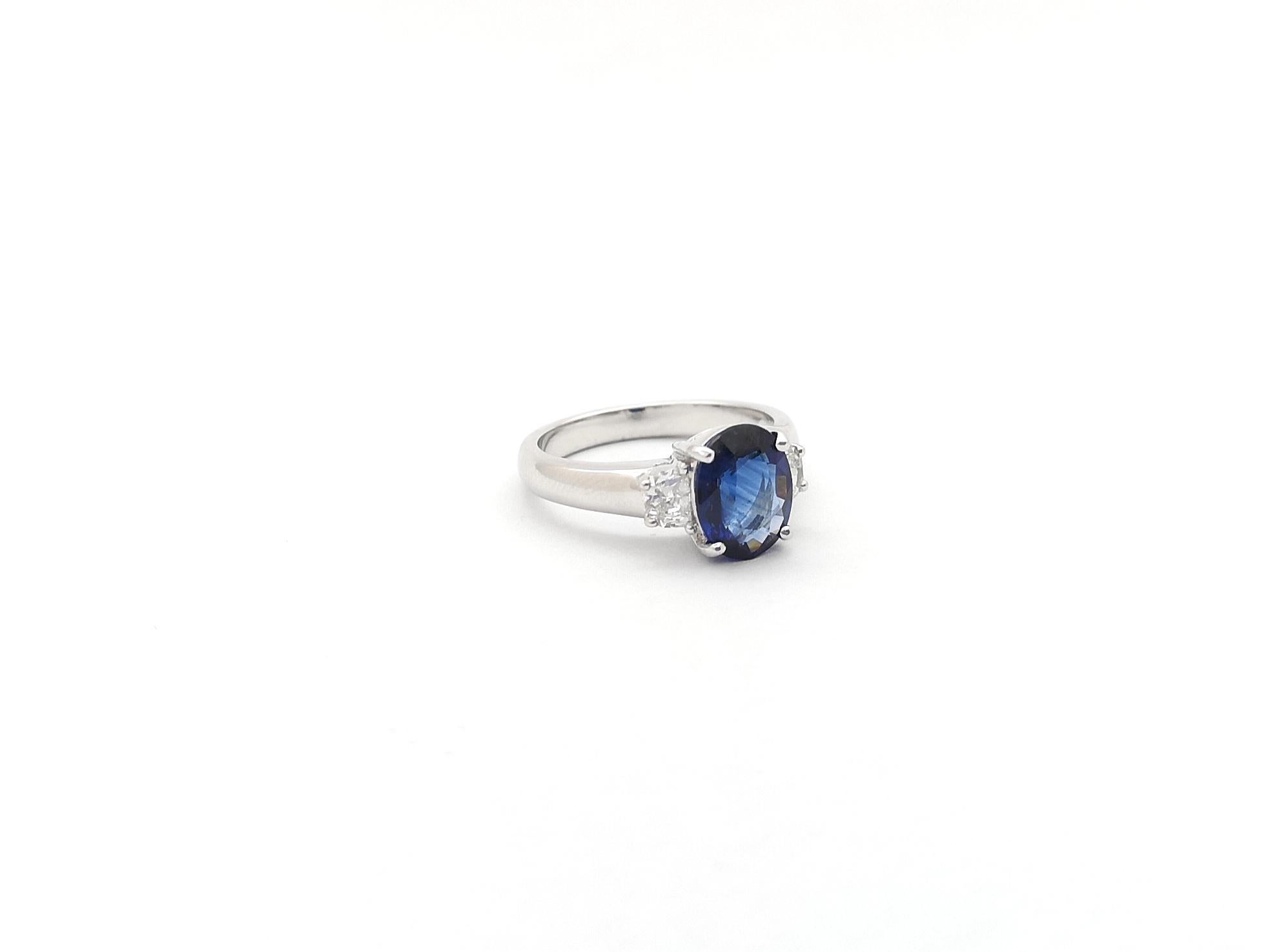 GIA Certified Blue Sapphire with Diamond Ring set in Platinum 950 Settings For Sale 5