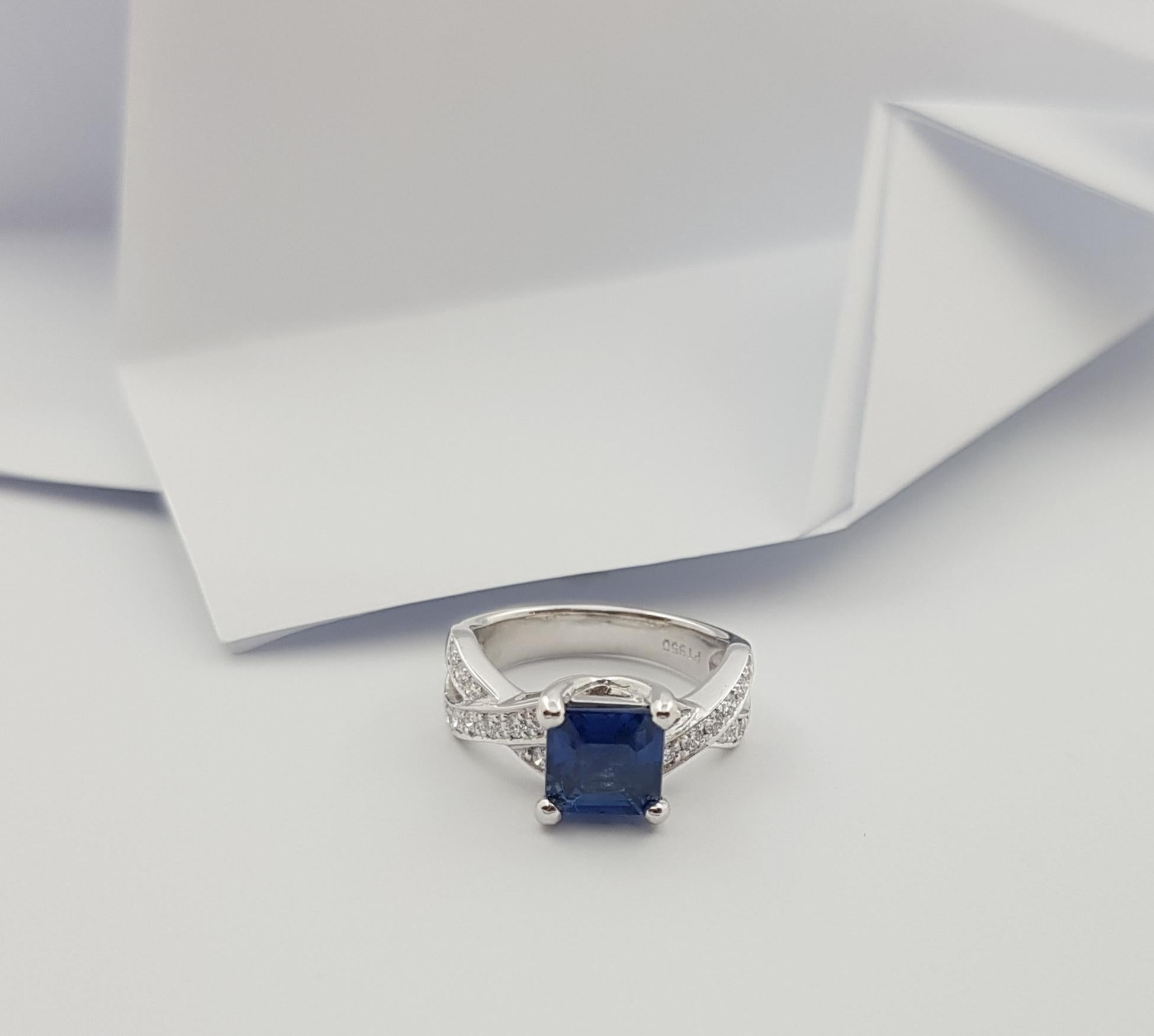 Certified Burmese Blue Sapphire with Diamond Ring Set in Platinum 950  For Sale 4