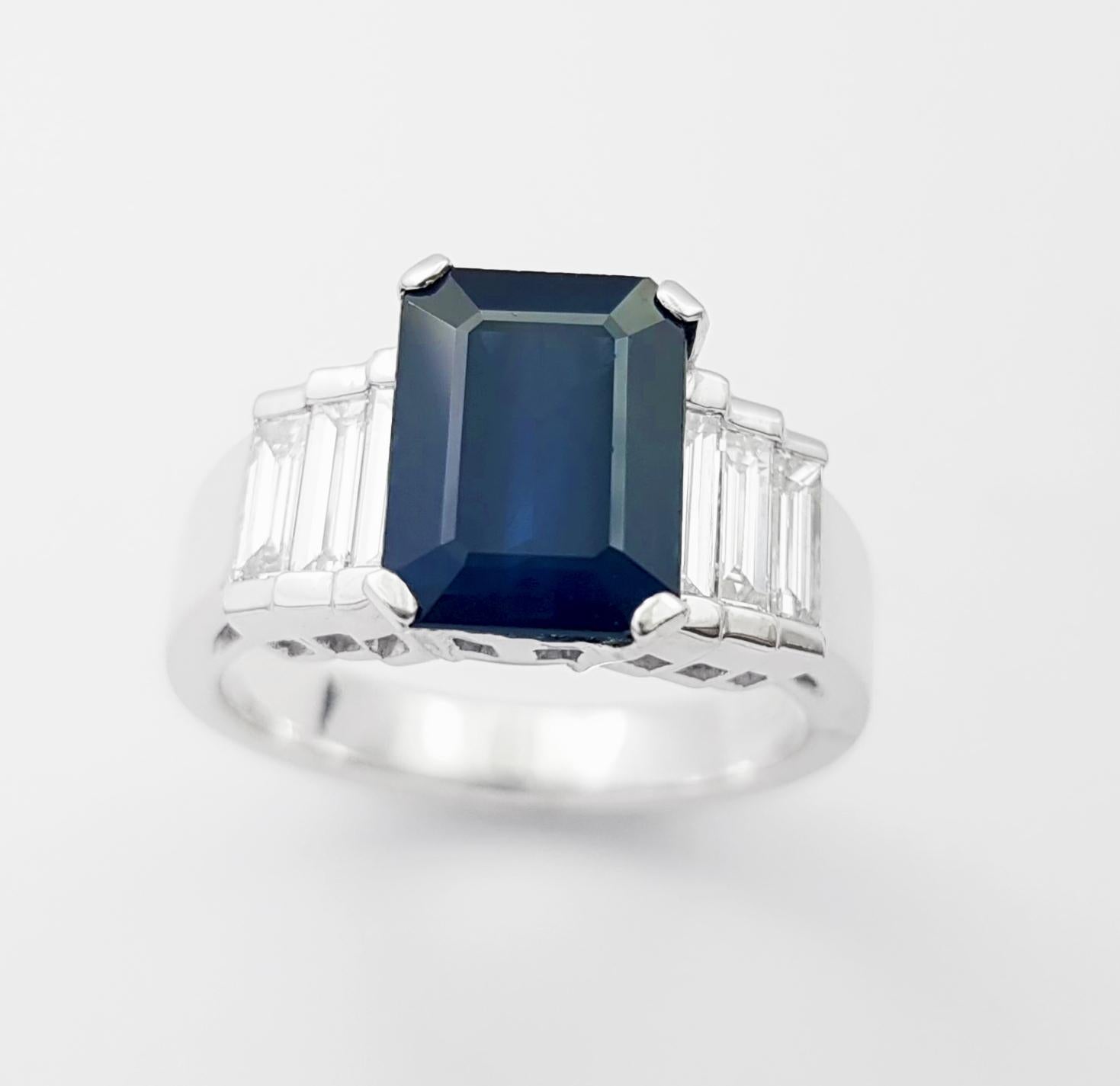 Zafiro Azul con Diamante engastado en Platino 950 en venta 6