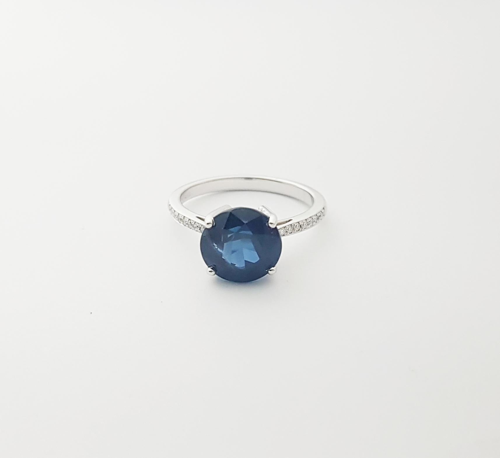 Anello con zaffiro blu e diamante con montatura in platino 950 in vendita 6