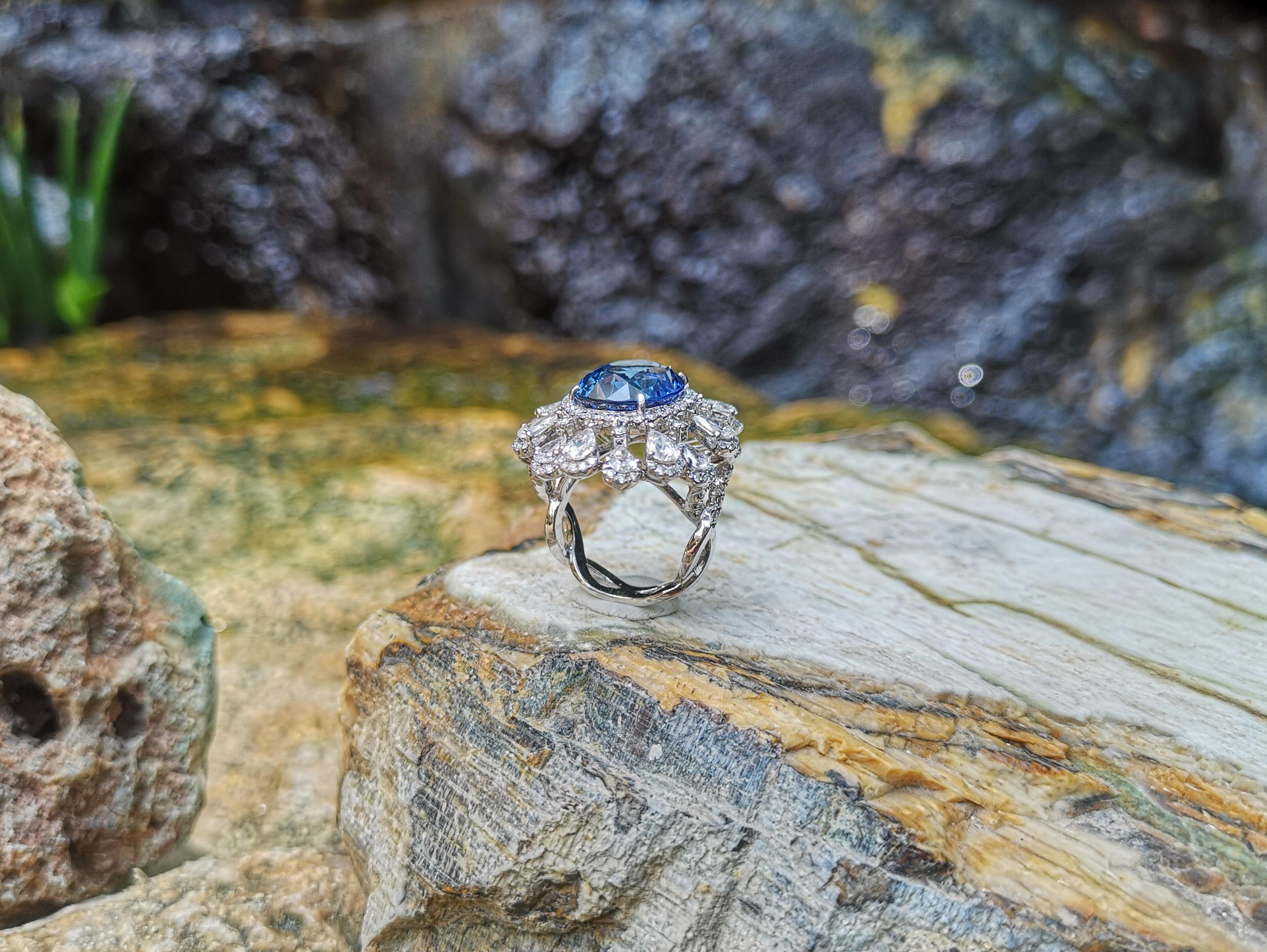 Blauer Saphir  Diamantring mit Diamant in Platin 950 Fassungen gefasst im Angebot 7