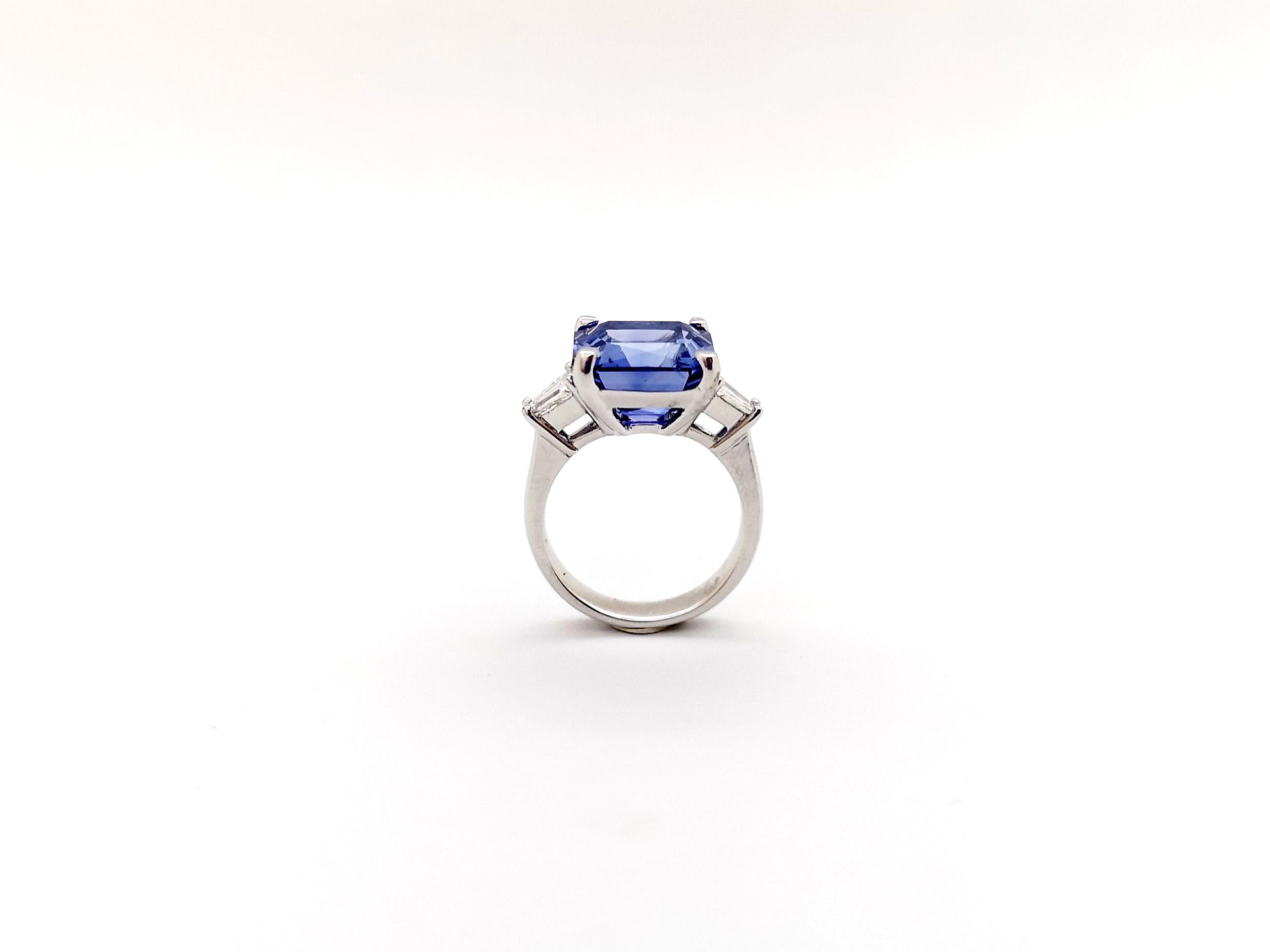 Blue Sapphire with Diamond Ring set in Platinum 950 Settings For Sale 7