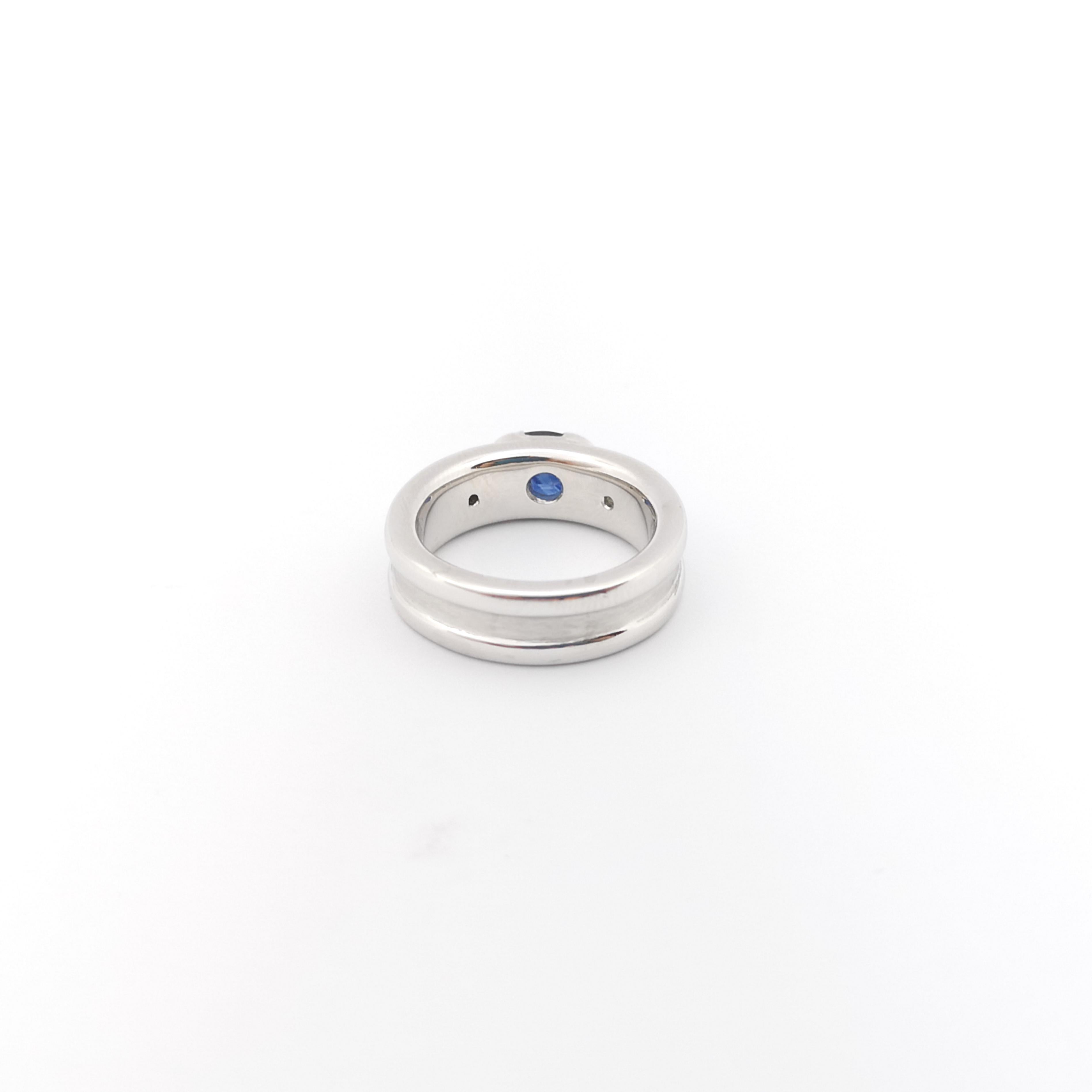Blue Sapphire with Diamond Ring set in Platinum 950 Settings For Sale 7