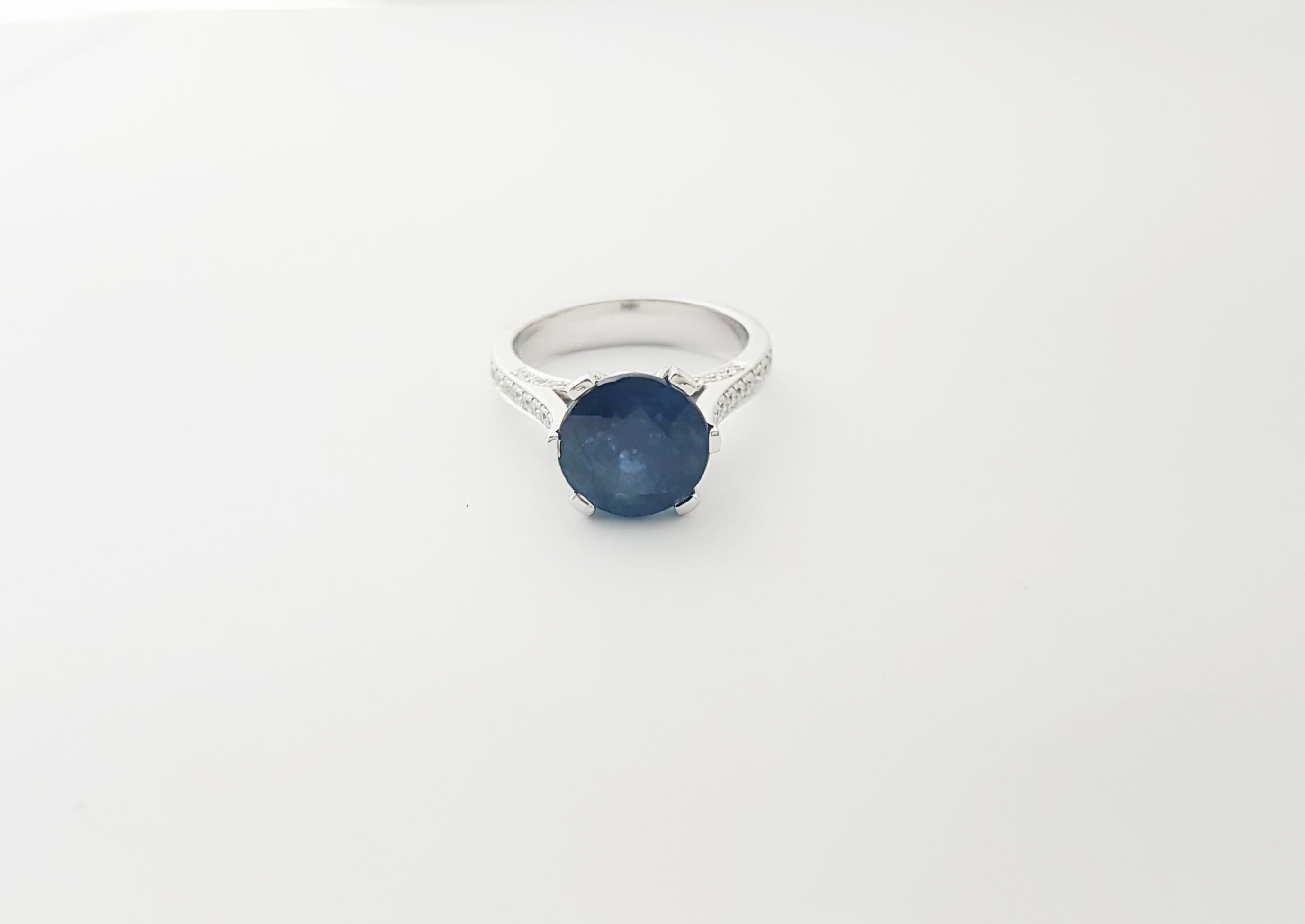 Anello con zaffiro blu e diamante con montatura in platino 950 in vendita 8