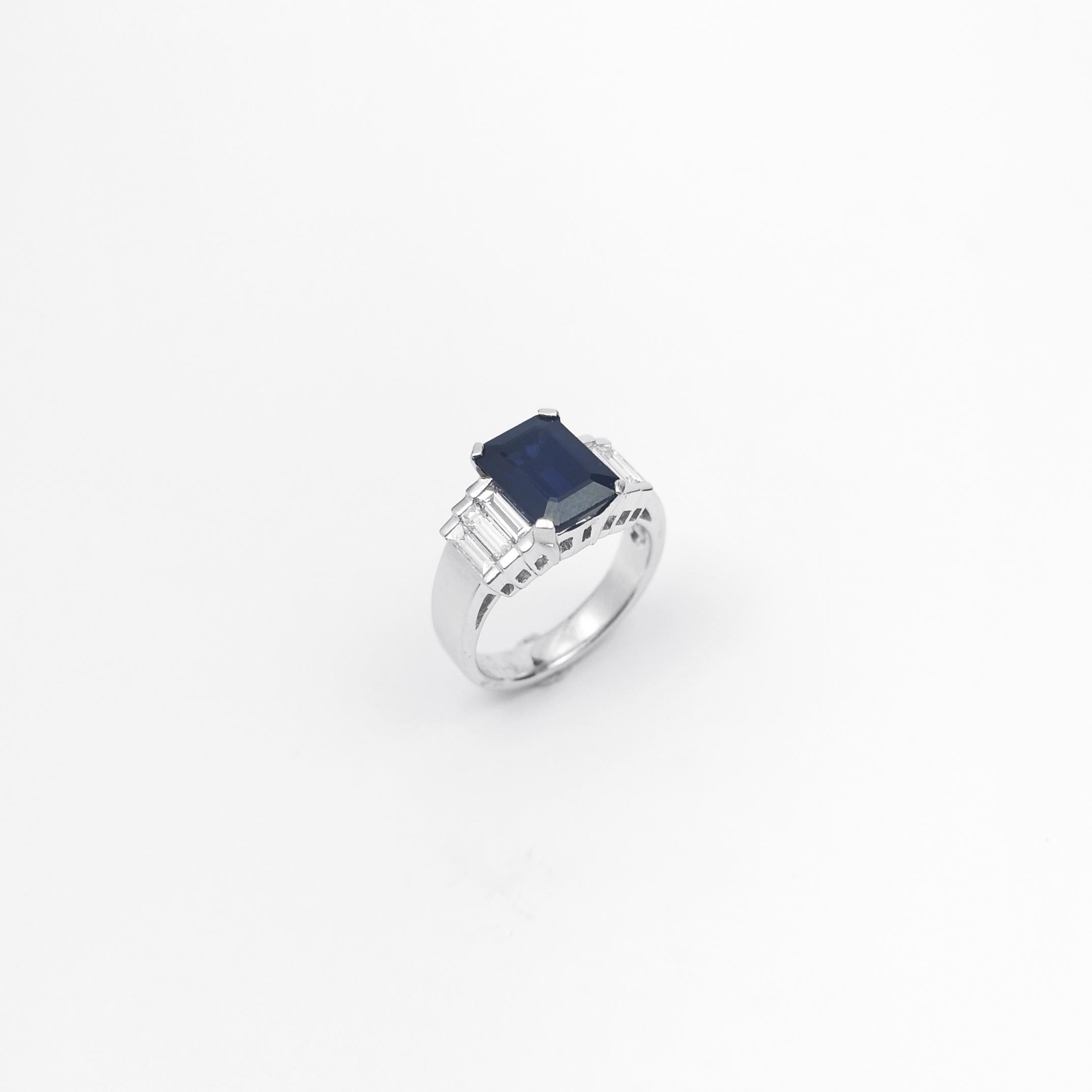 Zafiro Azul con Diamante engastado en Platino 950 en venta 9