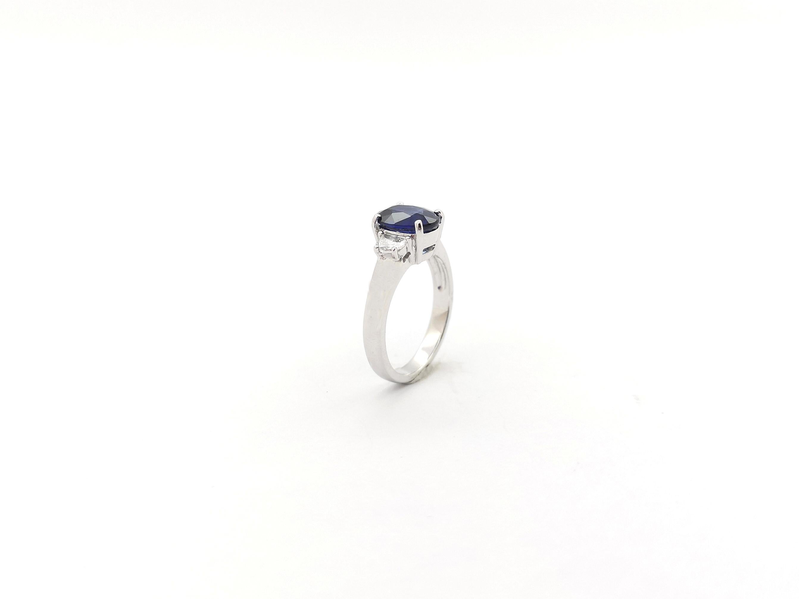 GIA Certified Blue Sapphire with Diamond Ring set in Platinum 950 Settings For Sale 11