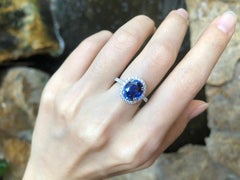 GIA Certified 3cts Ceylon Blue Sapphire with Diamond Ring Set in Platinum