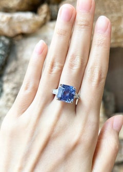 Blue Sapphire with Diamond Ring set in Platinum 950 Settings
