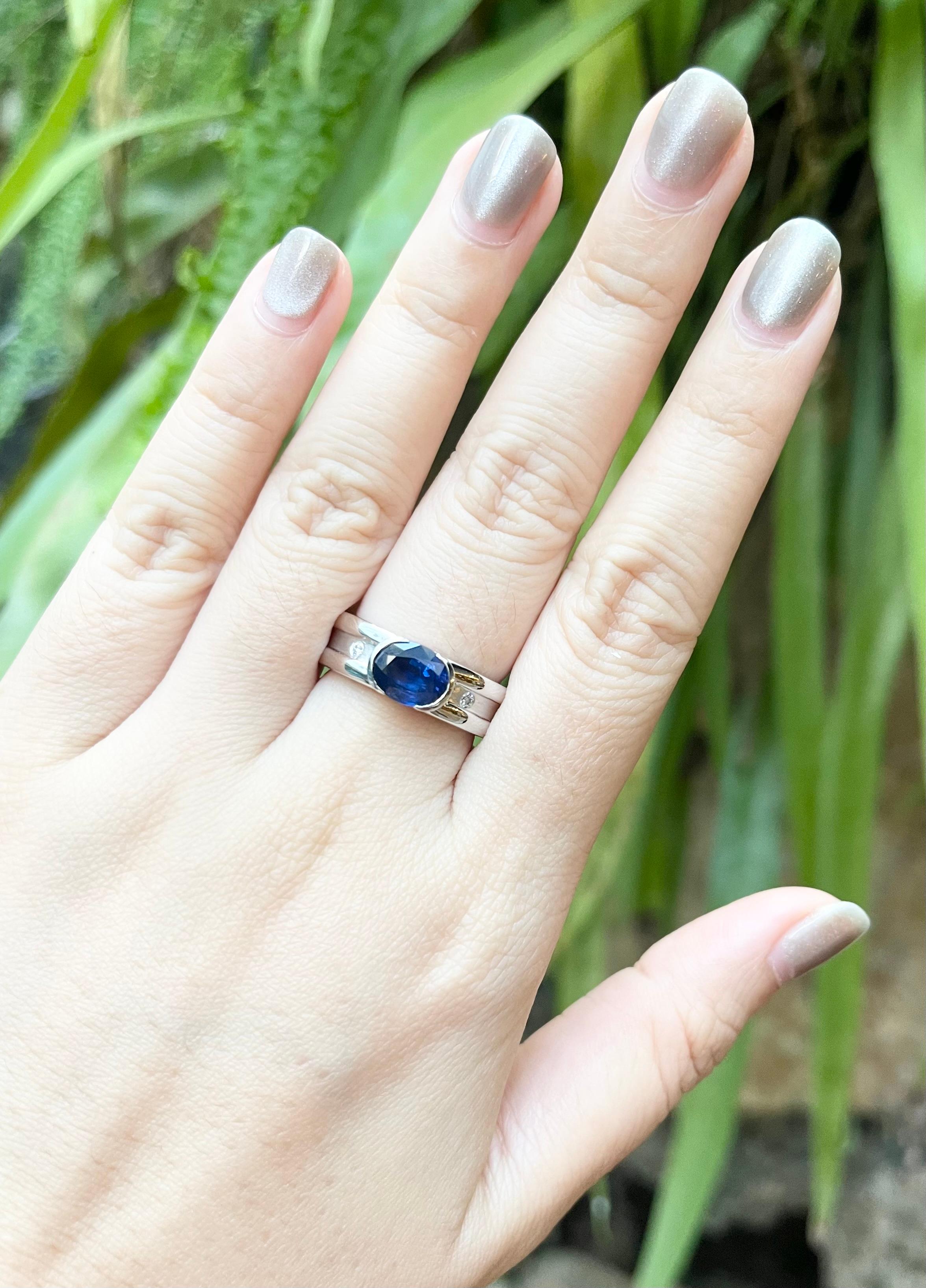 Blue Sapphire 2.49 carats with Diamond 0.05 carat Ring set in Platinum 950 Settings

Width:  1.0 cm 
Length: 0.7 cm
Ring Size: 58
Total Weight: 24.13 grams

