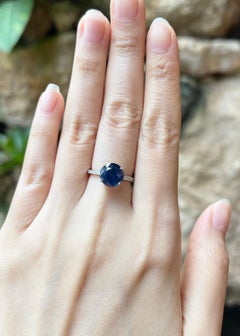 Blue Sapphire with Diamond Ring set in Platinum 950 Settings