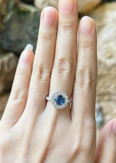 Blue Sapphire with Diamond Ring set in Platinum 950 Settings