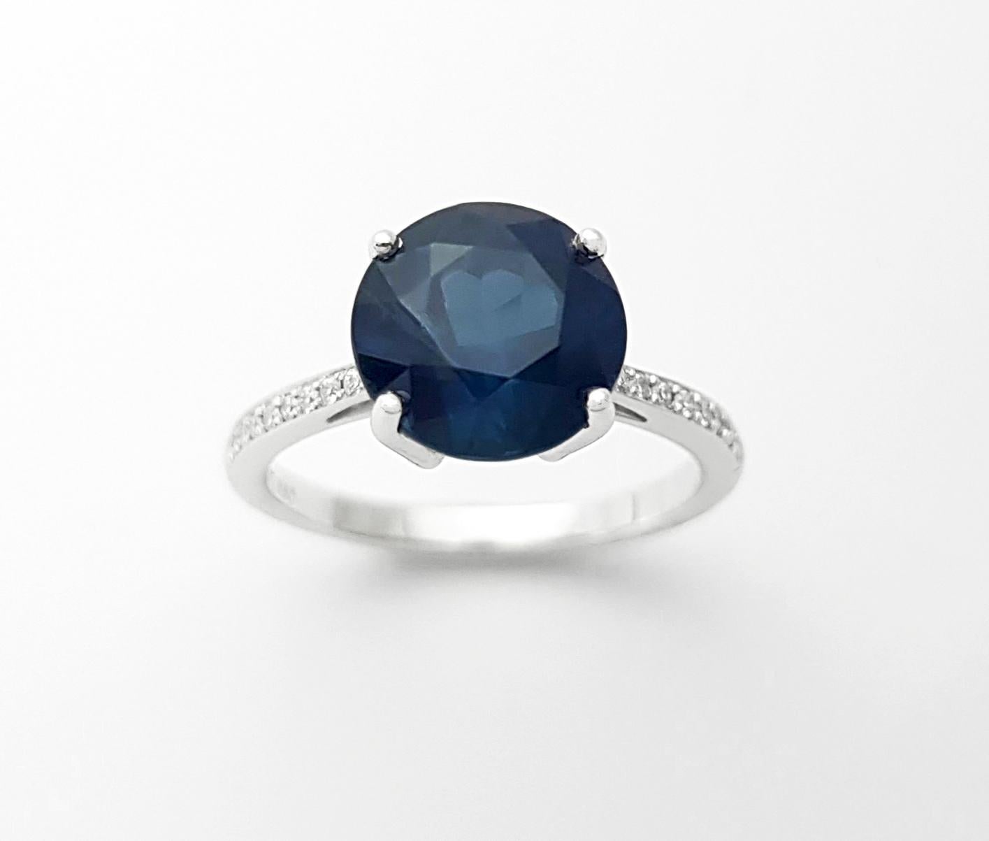 Anello con zaffiro blu e diamante con montatura in platino 950 in vendita 1