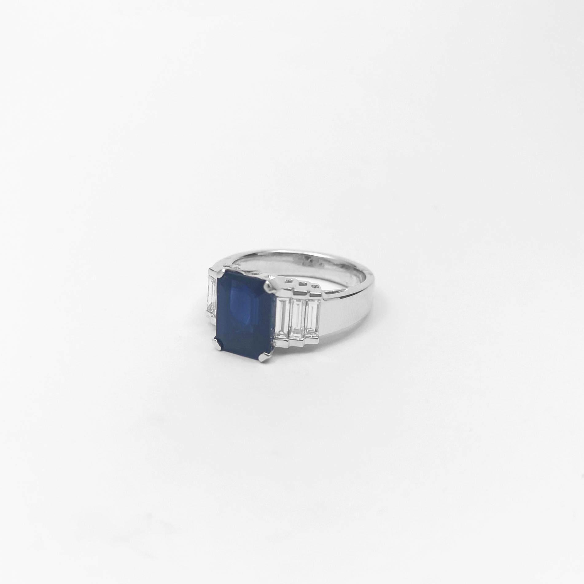 Zafiro Azul con Diamante engastado en Platino 950 en venta 3