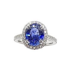 GIA Certified 3cts Ceylon Blue Sapphire with Diamond Ring Set in Platinum