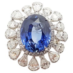 Blauer Saphir  Diamantring mit Diamant in Platin 950 Fassungen gefasst