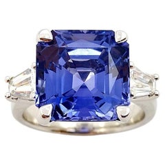 Bague saphir bleu et diamant en platine 950