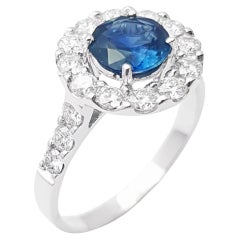 Bague saphir bleu et diamant en platine 950