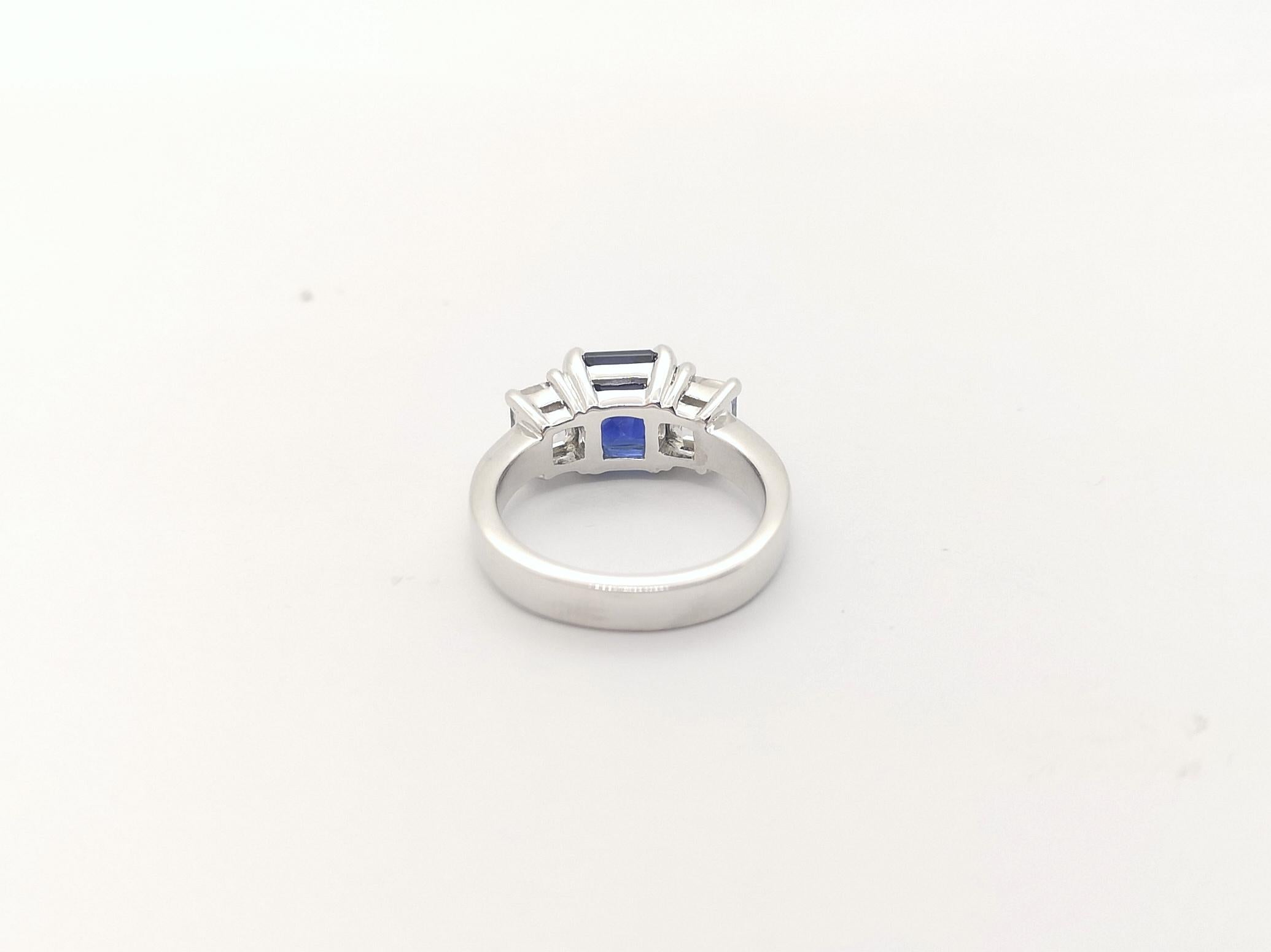 Blue Sapphire with Diamond Ring Set in Ring Set in Platinum 950 Settings For Sale 7