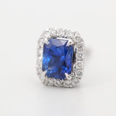 Blue Sapphire with Diamond, Sapphire Stud Earrings, Cute earrings