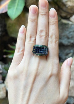 Blue Sapphire with Emerald Ring set in 18K Gold Settings