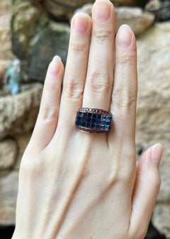 Blue Sapphire with Ruby Ring set in 18K Gold Settings