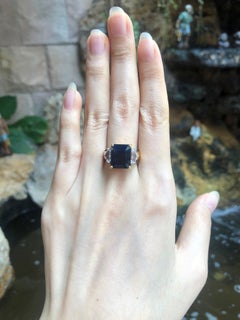 Black Sapphire and White Sapphire Ring Set in 18 Karat Gold Settings