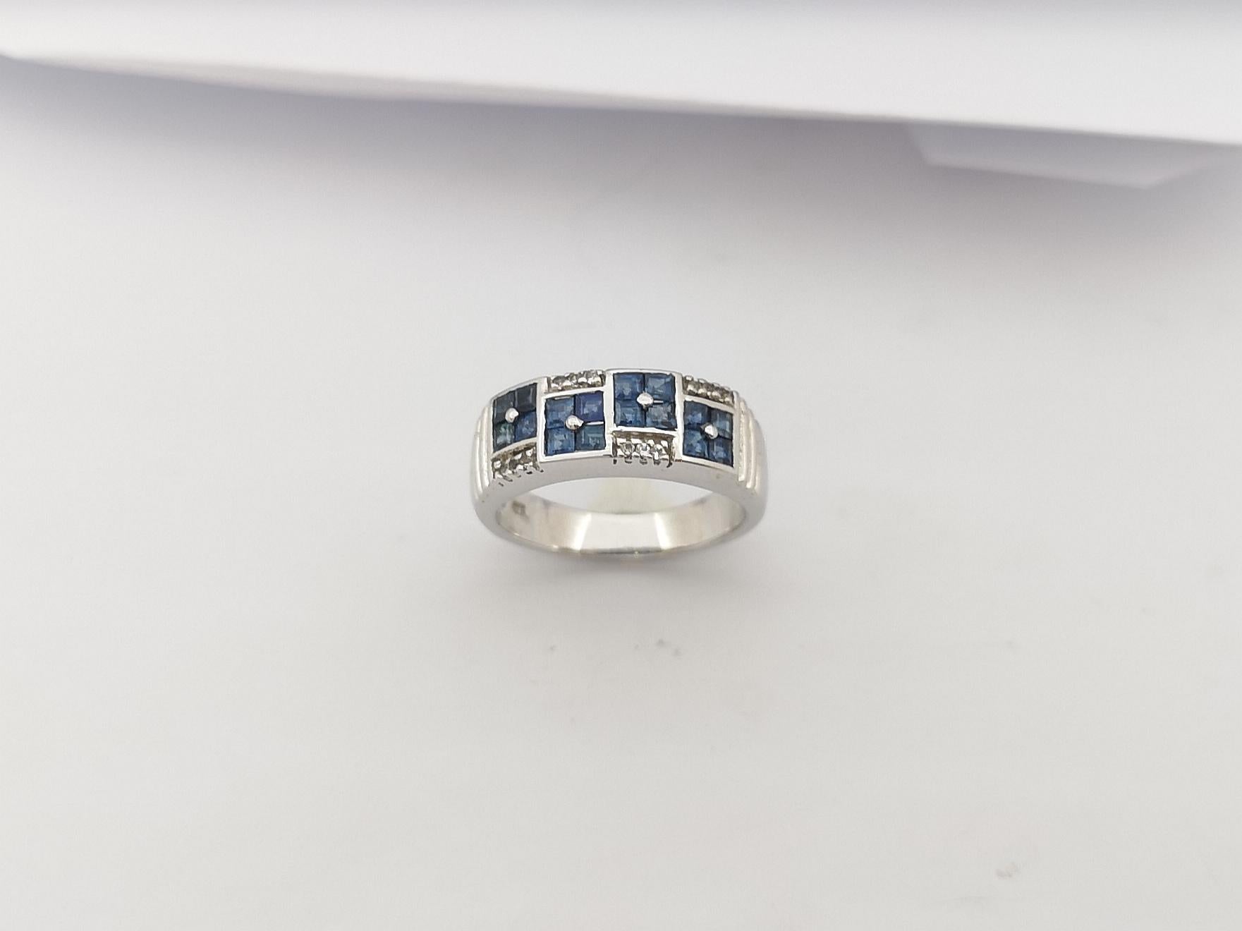 Ring mit blauem Saphir und weißem Topas in Silberfassung im Angebot 4