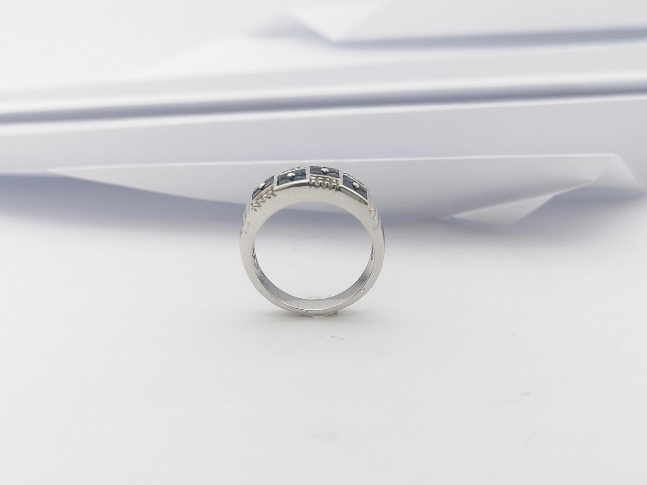 Ring mit blauem Saphir und weißem Topas in Silberfassung im Angebot 5