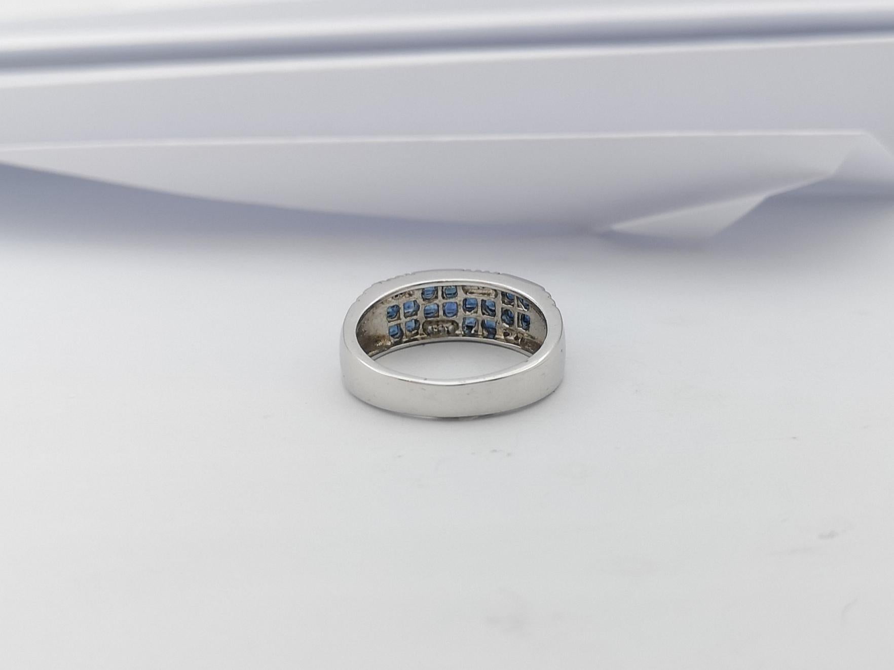 Ring mit blauem Saphir und weißem Topas in Silberfassung im Angebot 10