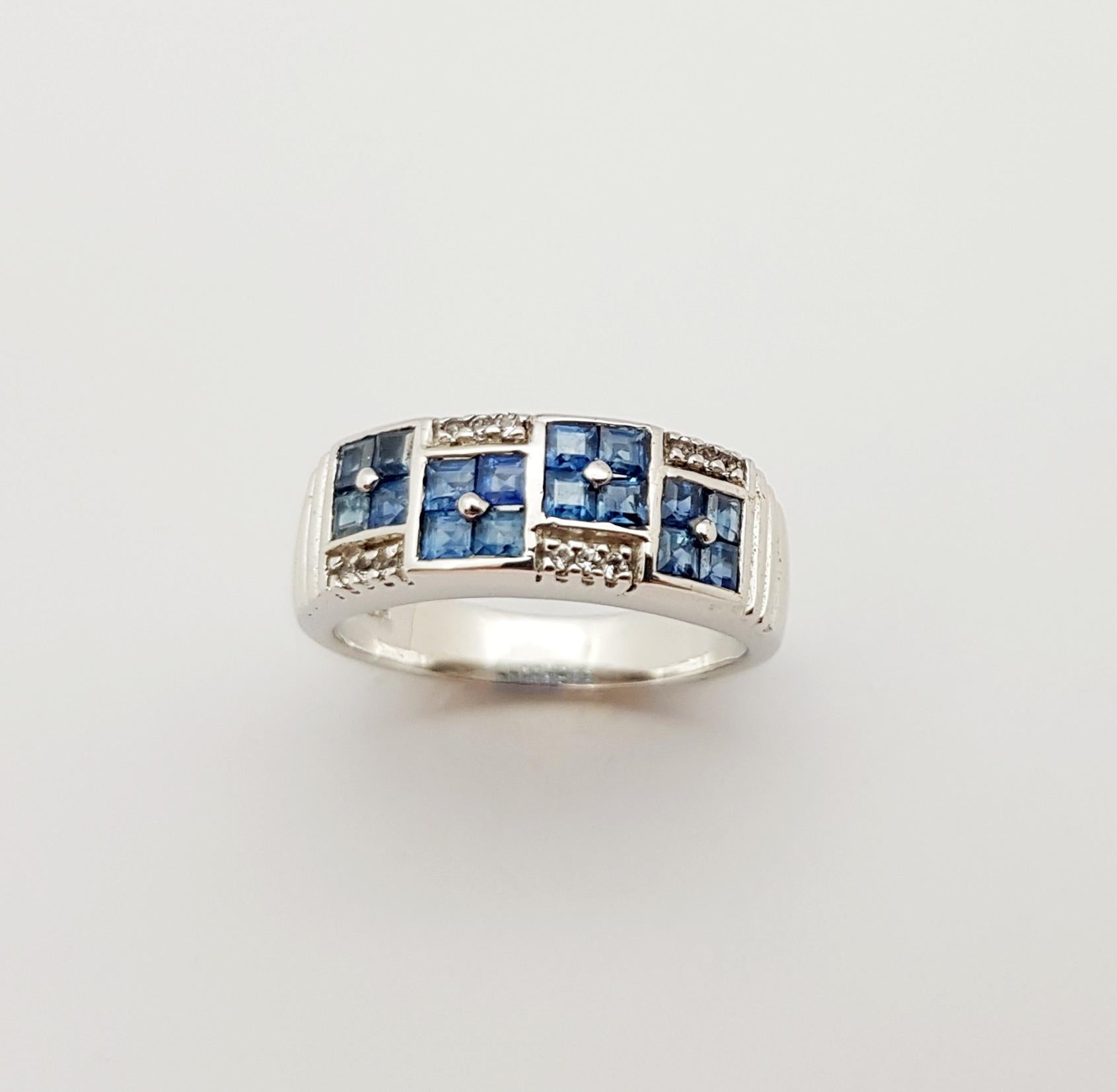 Ring mit blauem Saphir und weißem Topas in Silberfassung im Angebot 2