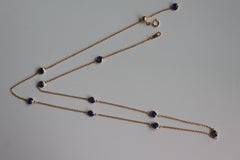 Halskette mit blauem Saphir Yard (Sapphire Station Halskette) (T 3,12ct /Gelbgold)