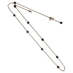 Halskette mit blauem Saphir Yard (Sapphire Station Halskette) (T 3,12ct /Gelbgold)