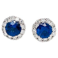 Blue Sapphires and Diamond Earring in 18kt Gold