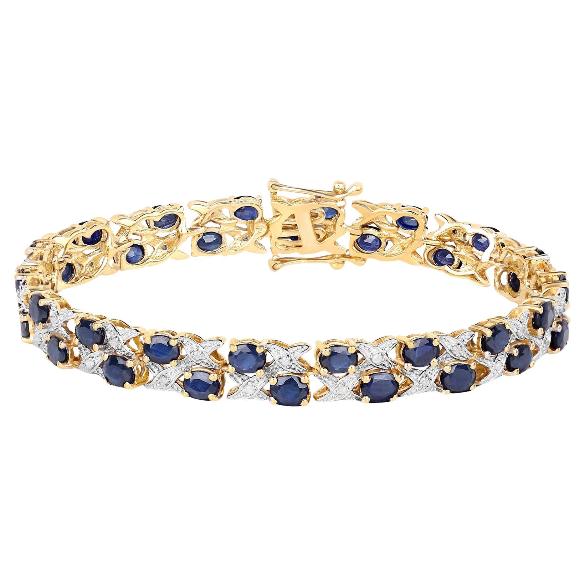 Blue Sapphires and Diamonds Bracelet 12.53 Carats For Sale at 1stDibs