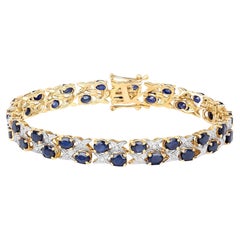 Blue Sapphires and Diamonds Bracelet 12.53 Carats