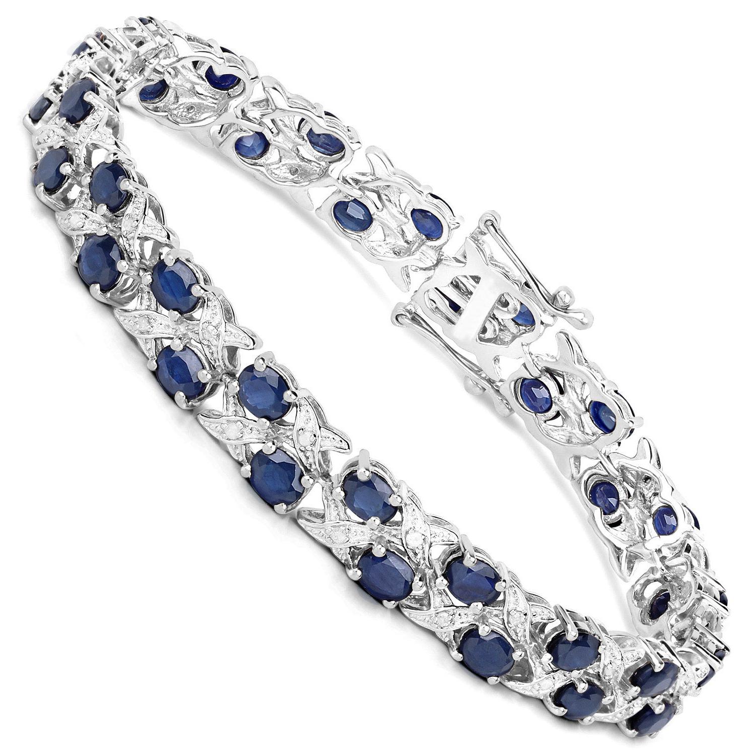 Contemporary Blue Sapphires and Diamonds Bracelet 12.55 Carats For Sale