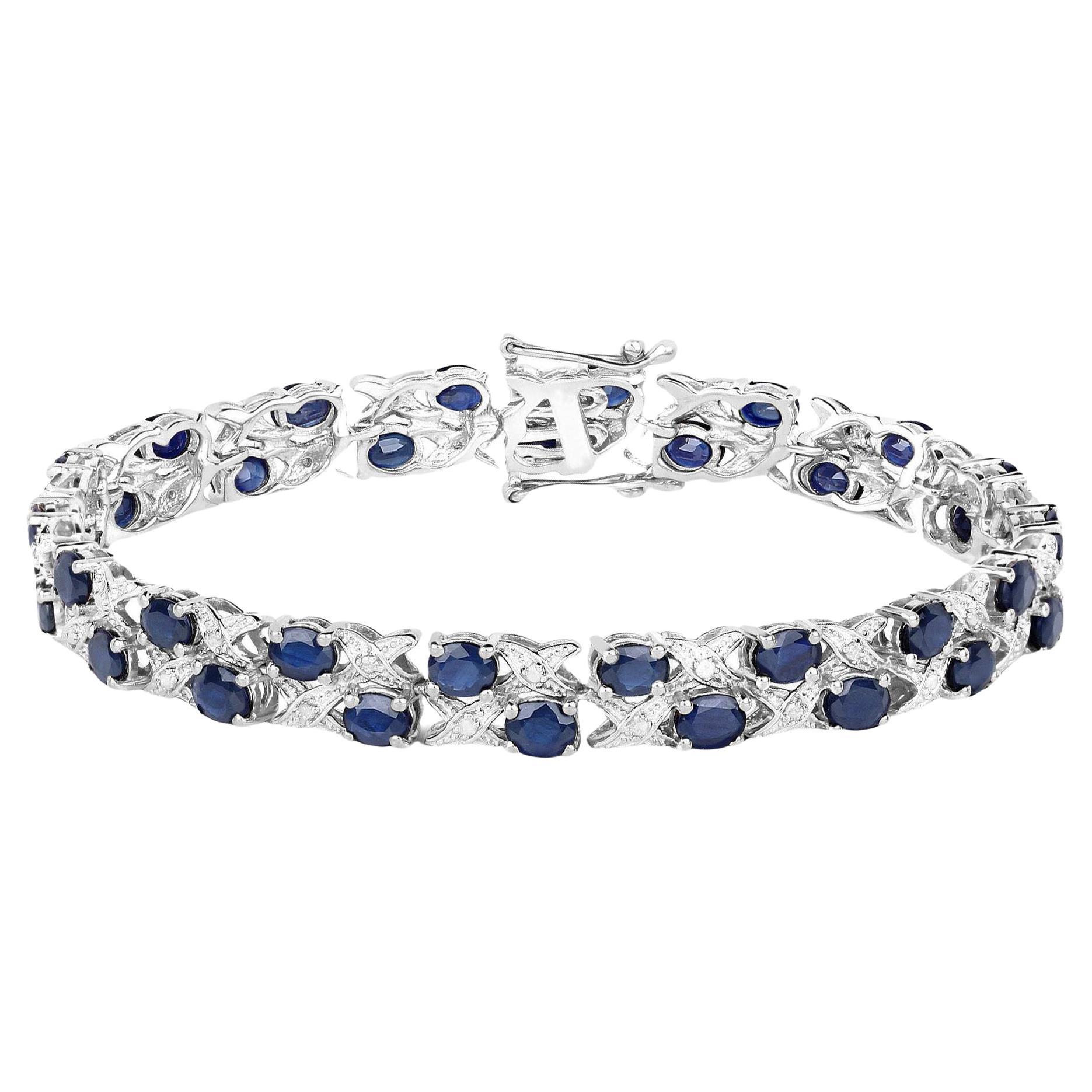Contemporary Blue Sapphires and Diamonds Bracelet 12.55 Carats For Sale