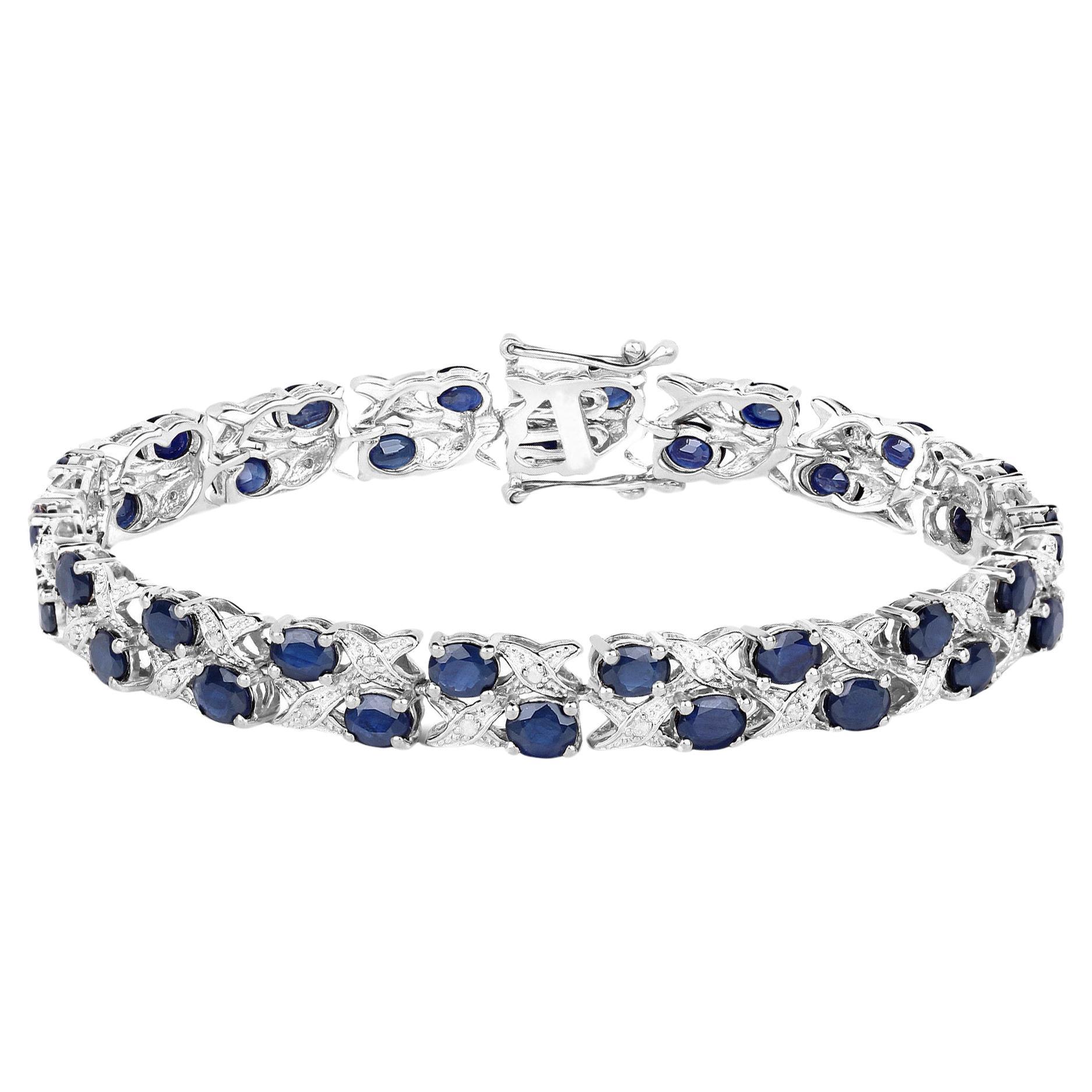 Bracelet de saphirs bleus et diamants 12,55 carats en vente