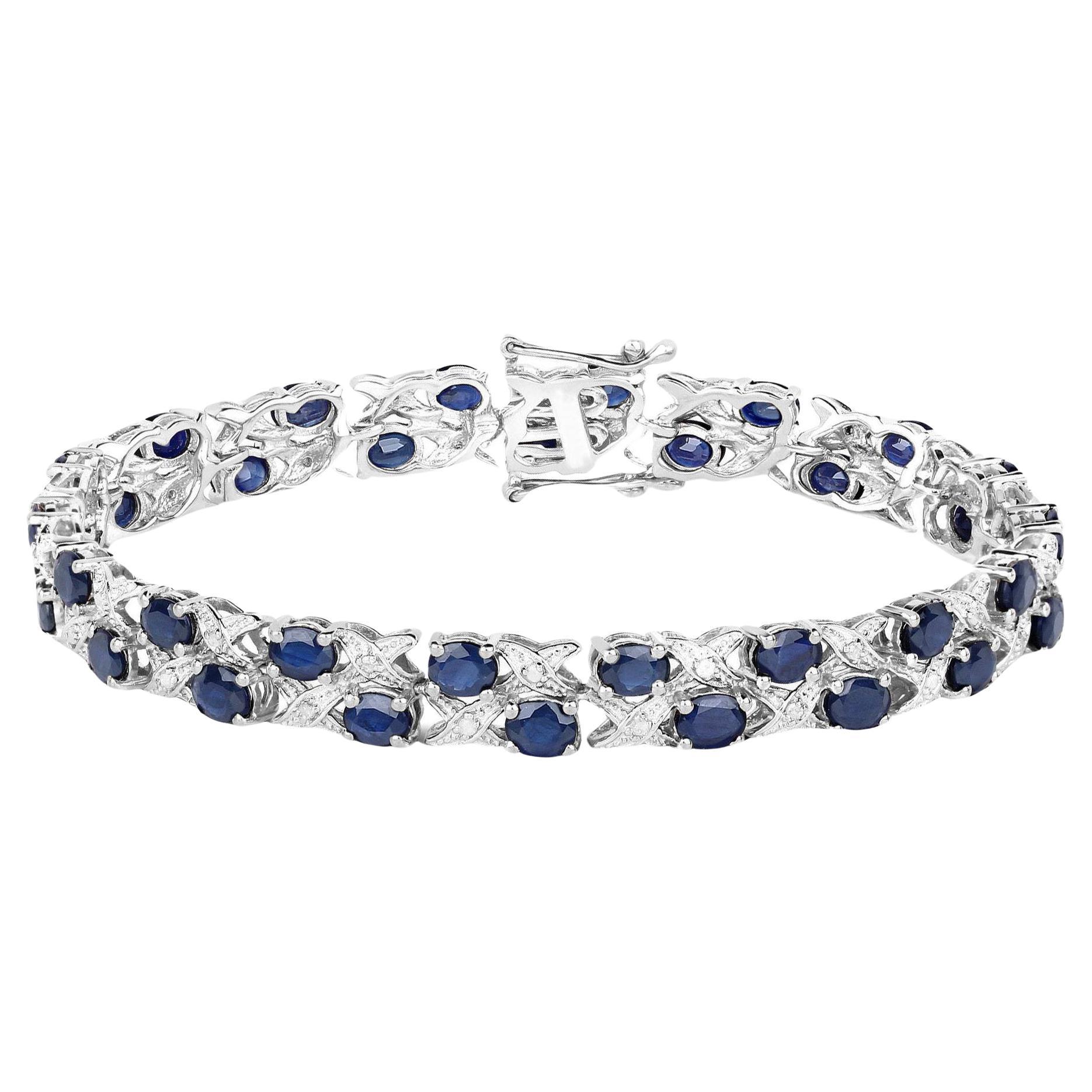 Blue Sapphires and Diamonds Bracelet 12.55 Carats For Sale