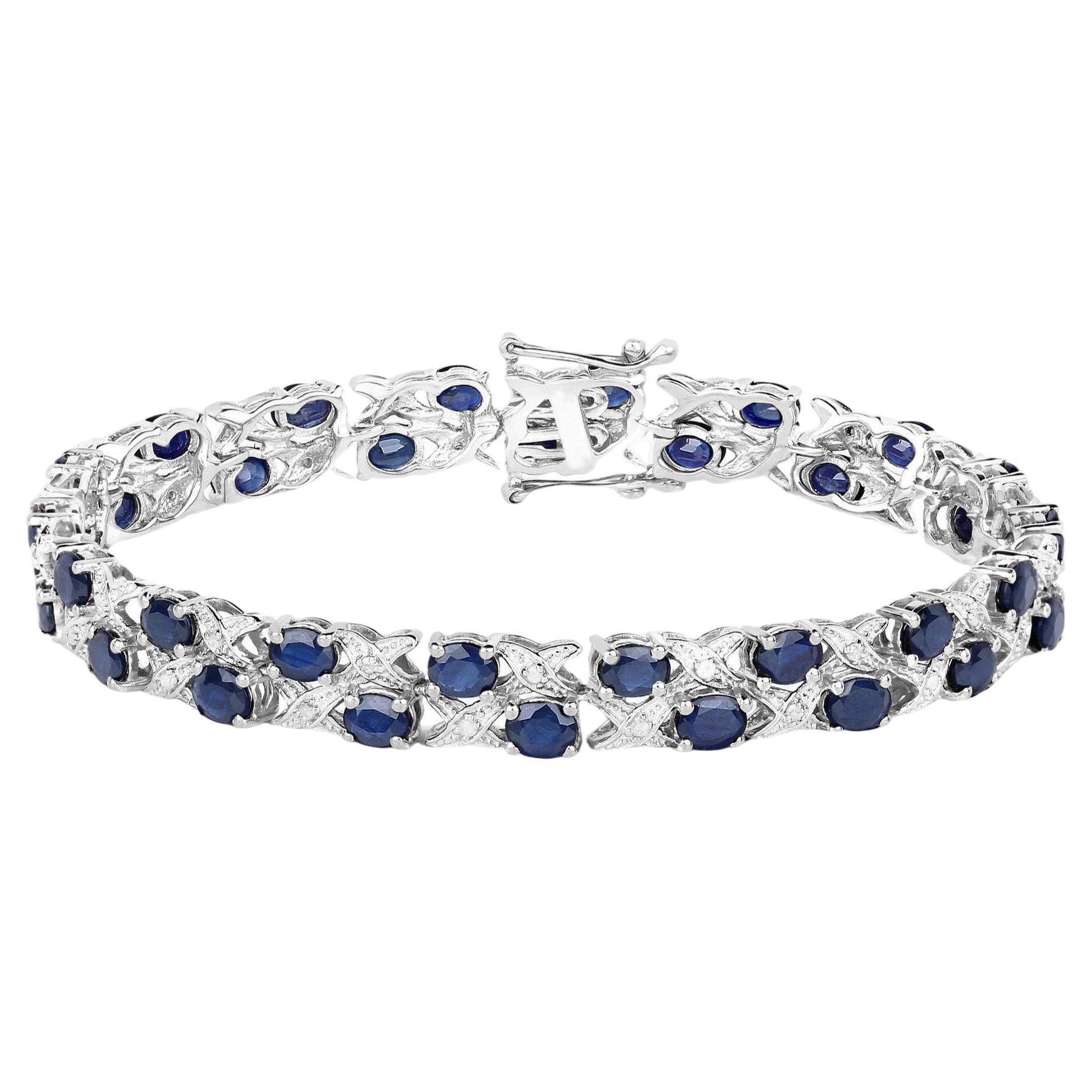 Bracelet de saphirs bleus et diamants 12.55 carats en vente