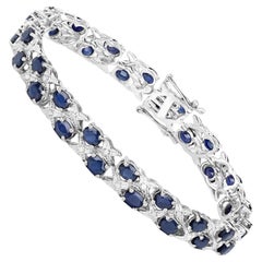 Blue Sapphires and Diamonds Bracelet 12.55 Carats